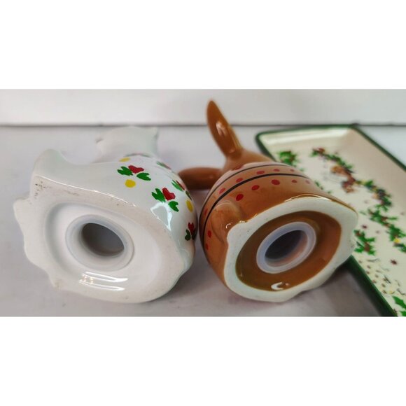 Cath Kidston Salt & Pepper Shaker Set w/Tray, Polar Bear Rabbit Hare 3 Piece - Picture 4 of 8